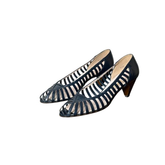 1980s Pappagallo peep toe shoes with cage sides Size 8.5 Narrow - Picture 2 of 6